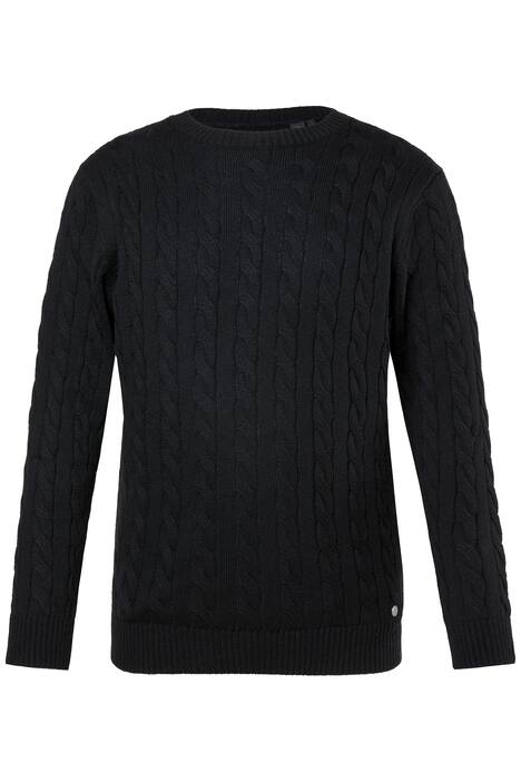 Svetr JP1880, copový vzor, úplet, dotek kašmíru, kulatý výstřih, do 7XL