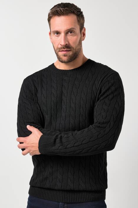JP1880 Pullover, Zopfmuster, CashmereTouch Strick, Rundhals, bis 7 XL