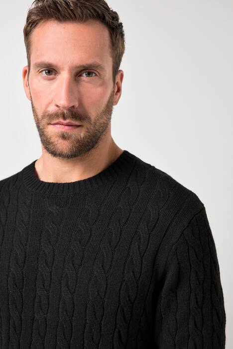 JP1880 Pullover, Zopfmuster, CashmereTouch Strick, Rundhals, bis 7 XL