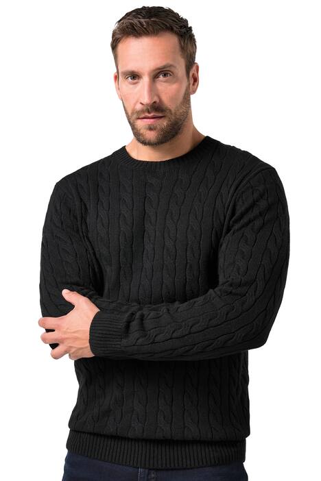Svetr JP1880, copový vzor, úplet, dotek kašmíru, kulatý výstřih, do 7XL
