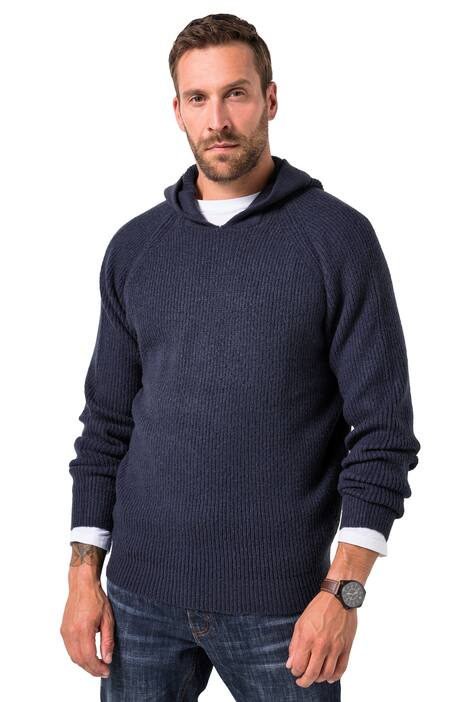 Úpletová mikina JP1880, úplet, dotek kašmíru, kapuce, do 7XL