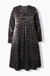 Midi šaty, leopardí design, A střih, výstřih do V, dlouhé rukávy