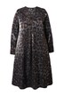 Midi šaty, leopardí design, A střih, výstřih do V, dlouhé rukávy