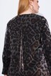 Midi šaty, leopardí design, A střih, výstřih do V, dlouhé rukávy