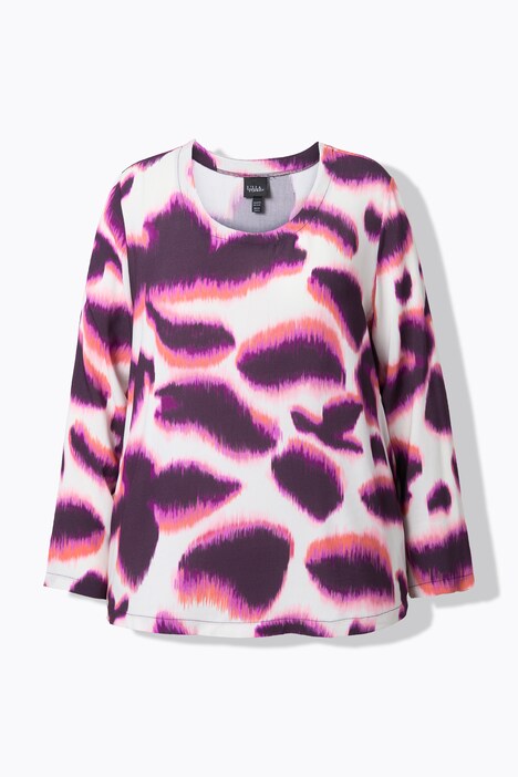 Blouse avec imprimé, décolleté rond et manches longues
