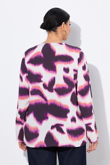 Blouse avec imprimé, décolleté rond et manches longues