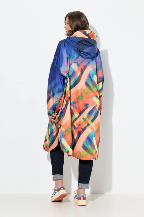 Functionele regencape, unisex, print, capuchon