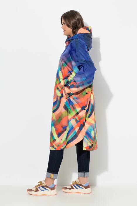Functionele regencape, unisex, print, capuchon