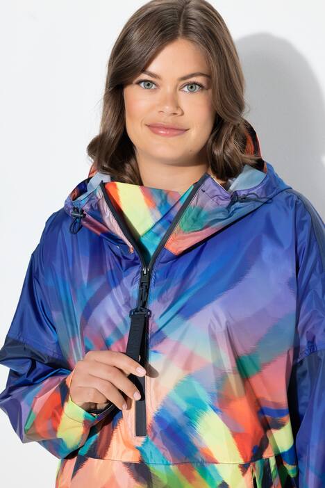 Functionele regencape, unisex, print, capuchon
