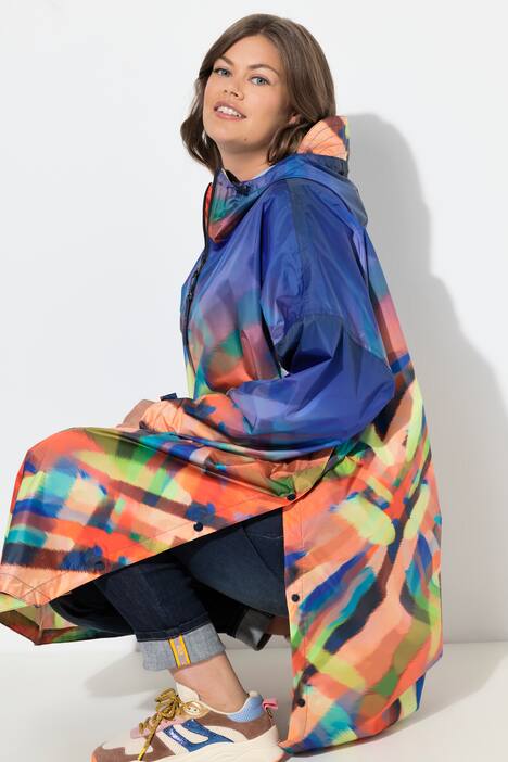 Functionele regencape, unisex, print, capuchon