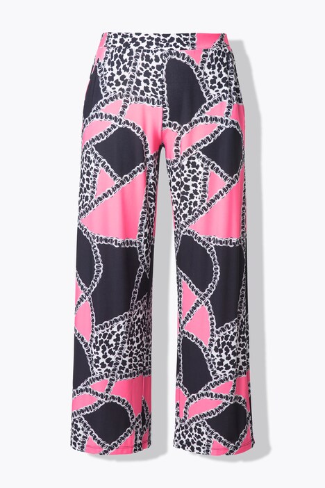 Pantalón, pierna recta y ancha, estampado de cadenas