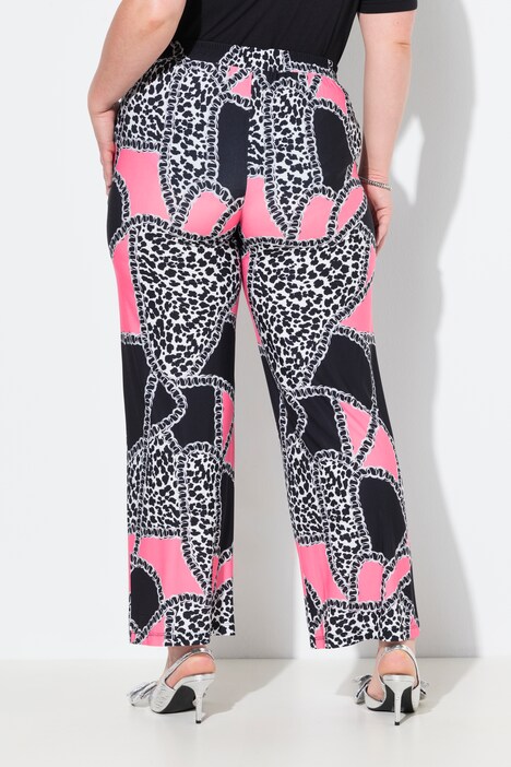 Pantalón, pierna recta y ancha, estampado de cadenas