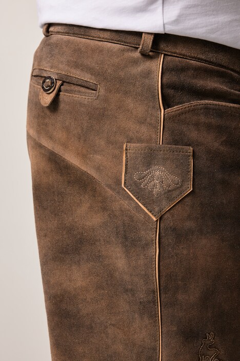 Bermuda en cuir Men+, véritable cuir de vachette, modèle s'inspirant des tenues traditionnelles bavaroises - jusqu'au 72
