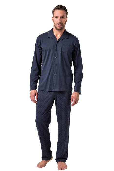 Pyžamo JP1880, domácí oblečení, dvojdílné, drobný vzor, tričko s dlouhými rukávy a knoflíky, do 8XL