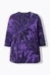 Shirt, bladeren, A-lijn, tuniekhals, 3/4-mouw