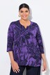 Shirt, bladeren, A-lijn, tuniekhals, 3/4-mouw