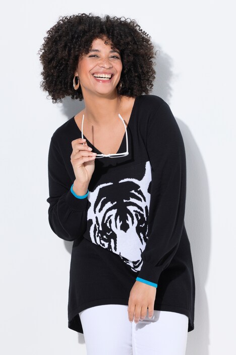Pull avec motif tigre, coupe confortable