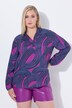 Blouse, stippen, gobletkraag, V-hals, lange mouwen