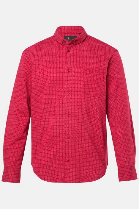 JP1880 Piquéhemd, Langarm, Alloverdruck, Mini Buttondown-Kragen, Modern Fit, bis 8 XL