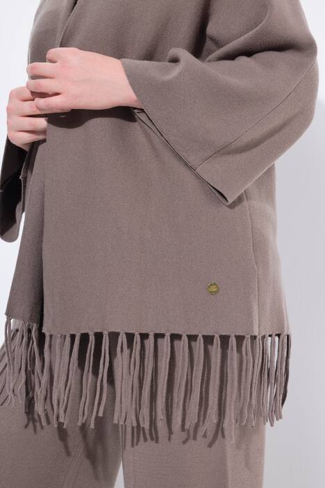 Gebreid vest, gerafelde zoom, zonder sluiting, lange mouwen
