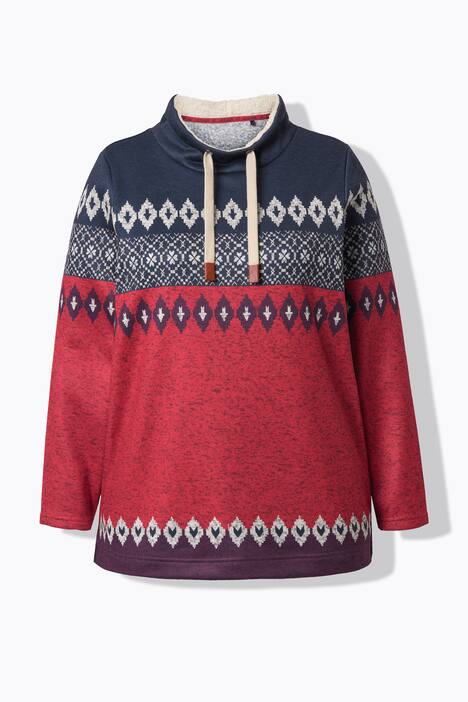 Lang, norsk sweater, stående krave, langærmet