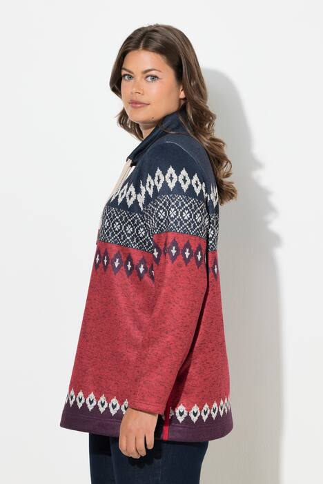 Lang, norsk sweater, stående krave, langærmet