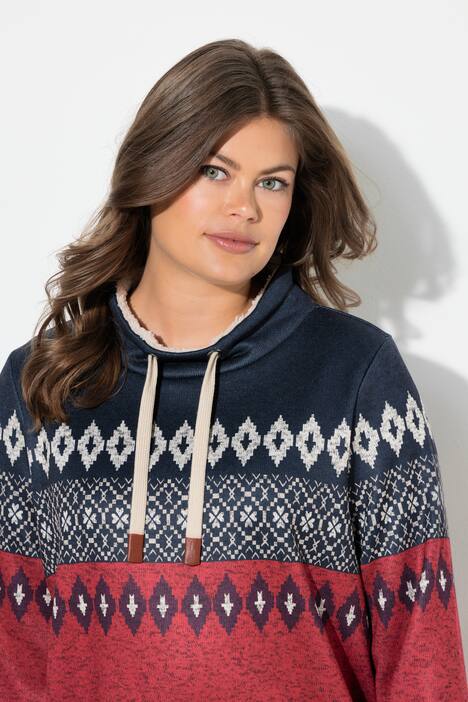 Lang, norsk sweater, stående krave, langærmet
