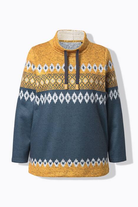Lang, norsk sweater, stående krave, langærmet
