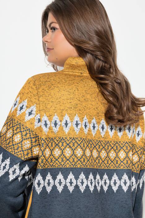 Lang, norsk sweater, stående krave, langærmet