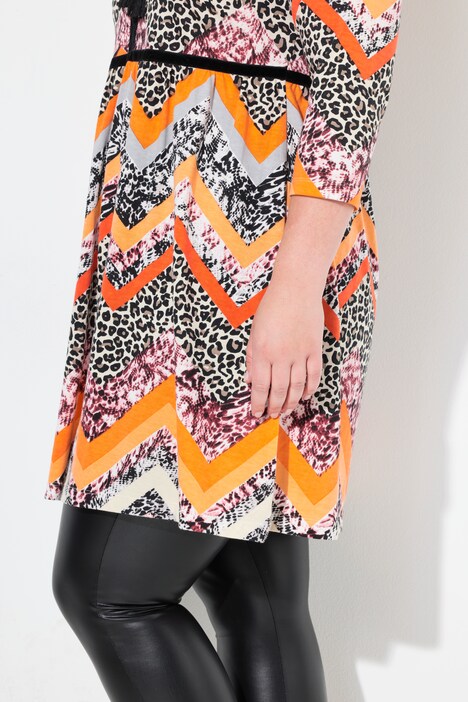 Longshirt, nieten- en dierenpatroon, 3/4-mouwen