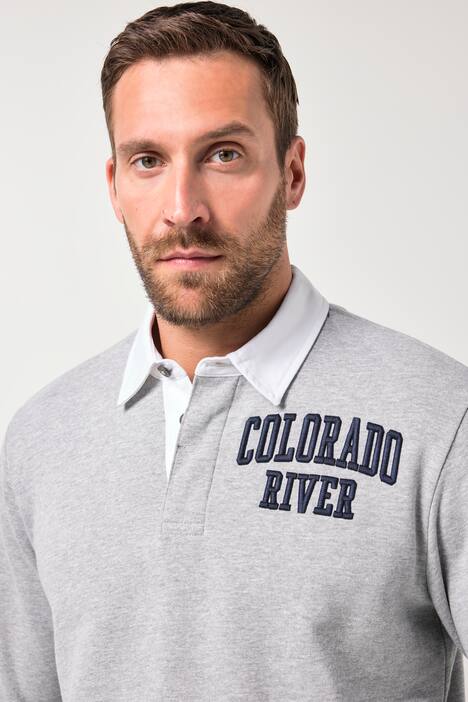 Pull de rugby JP1880, broderie 3D sur la poitrine, col contrastant, jusqu'au 8 XL