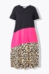 Abito dal taglio svasato con color blocking e animalier