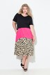 Abito dal taglio svasato con color blocking e animalier