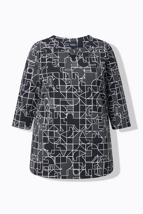 Graphic Print 3/4 Sleeve Cutout Tee