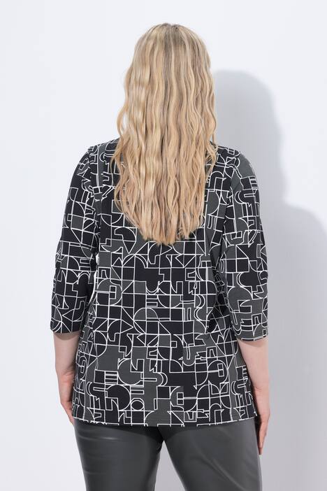 Graphic Print 3/4 Sleeve Cutout Tee