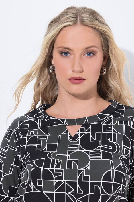 Graphic Print 3/4 Sleeve Cutout Tee
