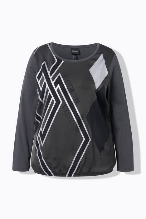 T-shirt à col rond et manches longues, losanges et base élastique