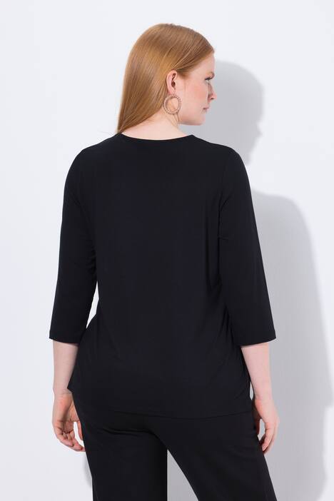Shirt, sierband, Classic, V-hals, 3/4-mouwen