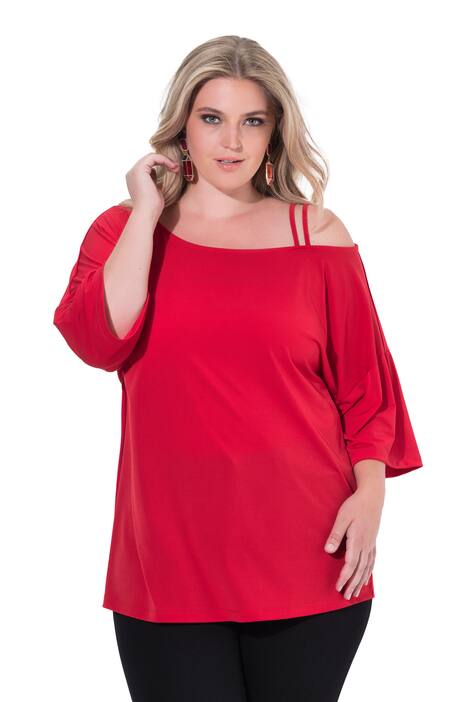 Tričko, oversize, průstřih na rameni, 3/4 rukávy