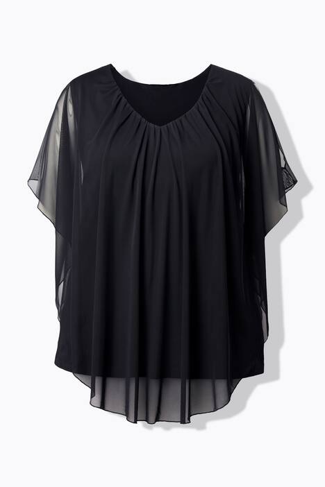 Camiseta tipo blusa de malla, CutOut en el hombro, top de jersey opaco