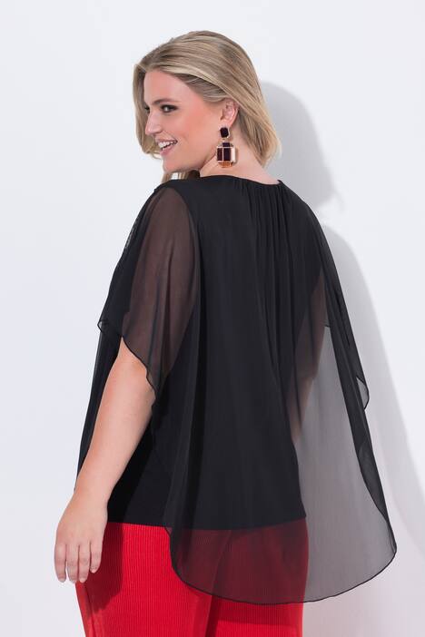 Camiseta tipo blusa de malla, CutOut en el hombro, top de jersey opaco