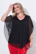 Síťované halenkové tričko, oversize, průstřihy na ramenou, spodní neprůhledný žerzejový top