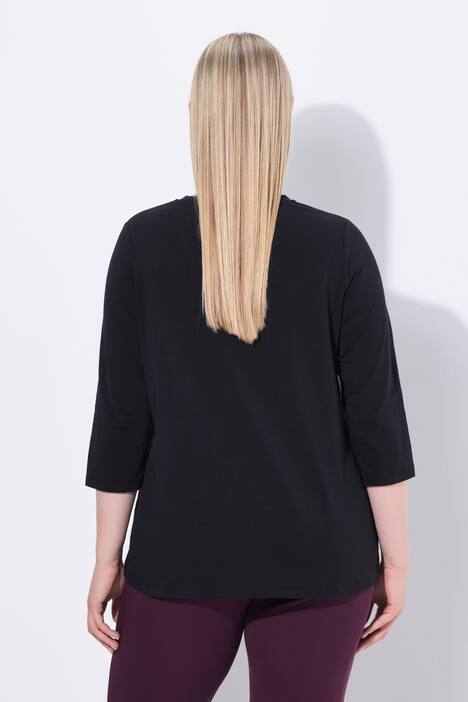 T-shirt Classic à manches 3/4, avec col V et strass