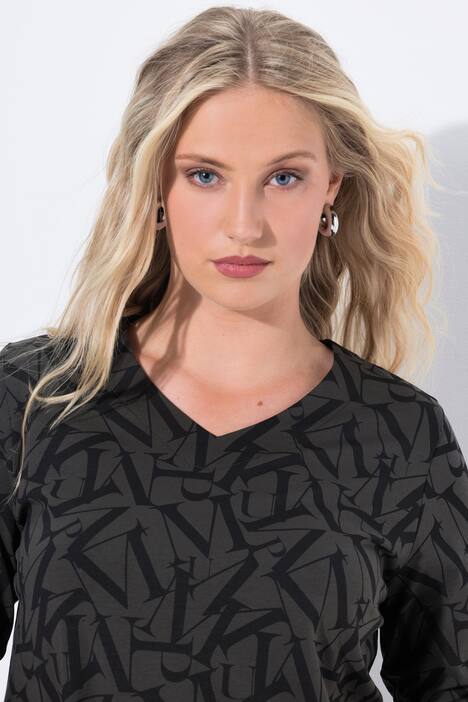 T-shirt, bogstaver, klassisk, V-udskæring, 3/4-ærmer