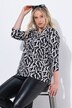 Maglia classica con lettere, scollo a V e maniche a 3/4