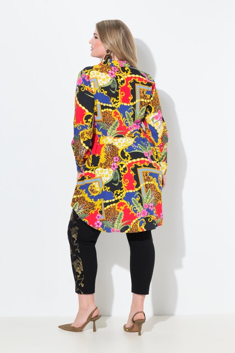 Blouse, A-line, allover print, decorative pleats