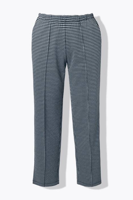 Pantalon jacquard à taille élastique, passepoils, motif pied-de-poule