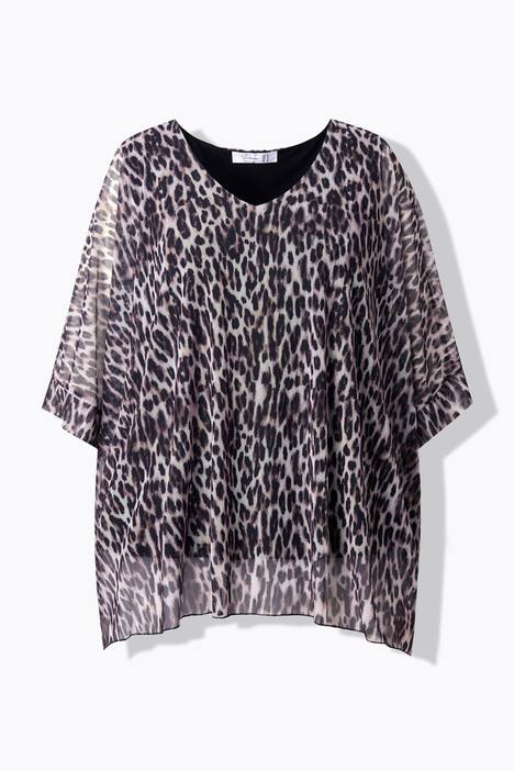 Blusa de malla, oversize, leopardo, top de jersey opaco