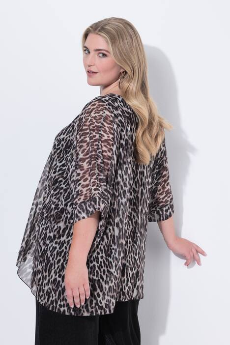 Blusa de malla, oversize, leopardo, top de jersey opaco