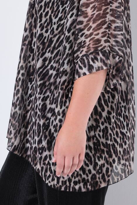 Blusa de malla, oversize, leopardo, top de jersey opaco
